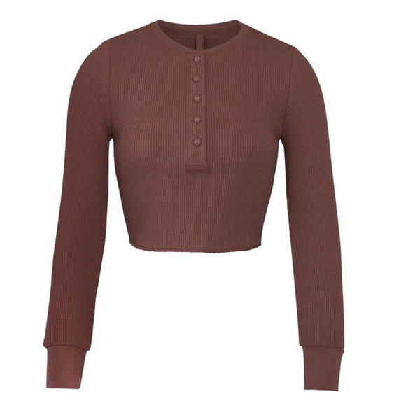 SKIMS Tops - SKIMS Waffle Long Sleeve Crop Henley